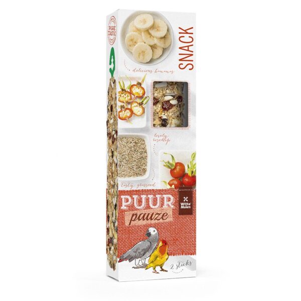 Puur pauze sticks papegaai banaan & rozenbot 2 stuks