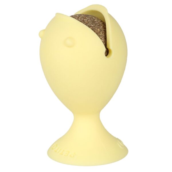 Petit snackspeeltje puffi met catnipbal geel